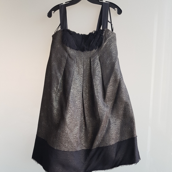 BCBG MAXAZRIA Gold baby doll dress, TIE BACK